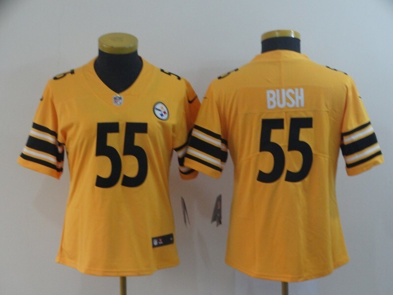 Steelers 2021/22 Bush #55 Yellow/Black Women NFL Jersey