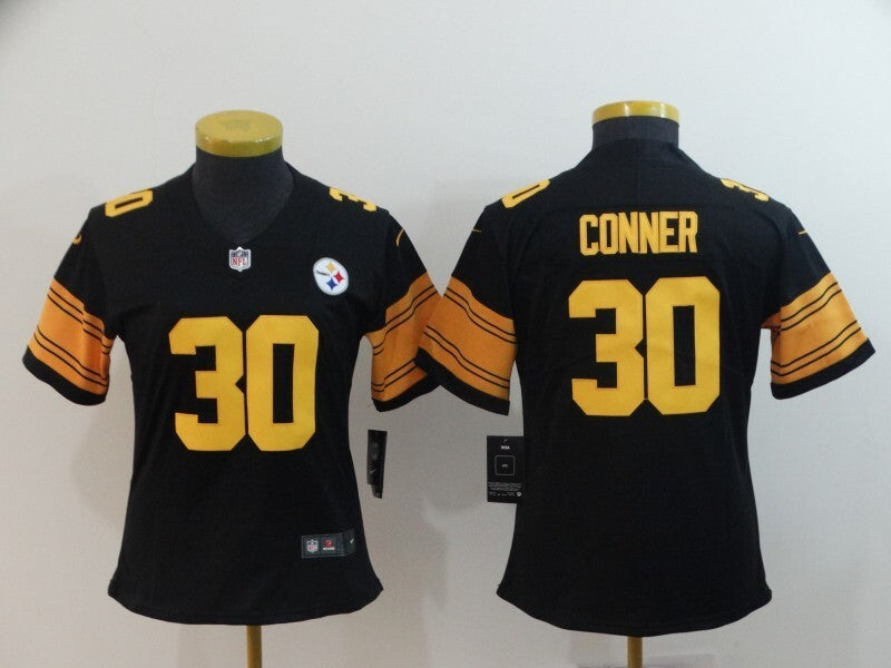 Steelers 2021/22 Conner #30 Black/Yellow Women NFL Jersey