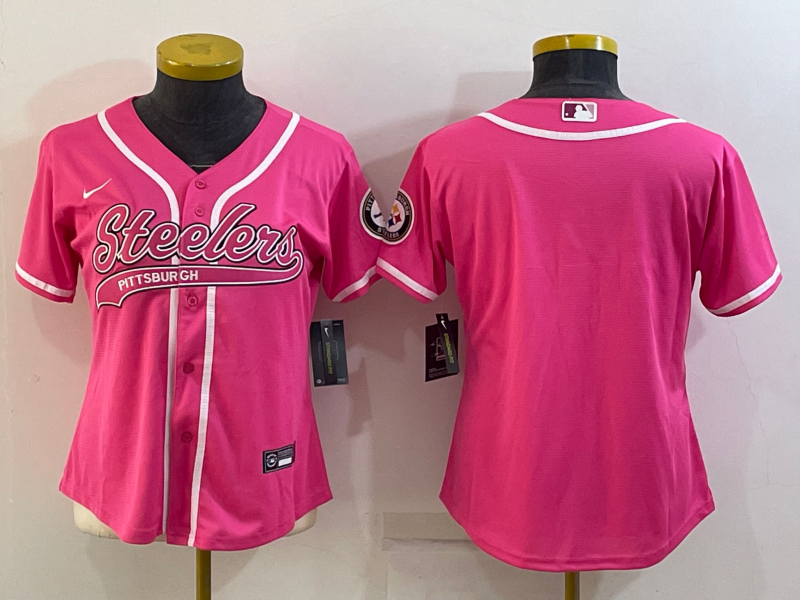 Steelers 2021/22 Pink/White Women NFL Baseball Style Jersey