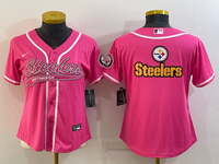 Steelers 2021/22 Pink/White Women NFL Baseball Style Jersey
