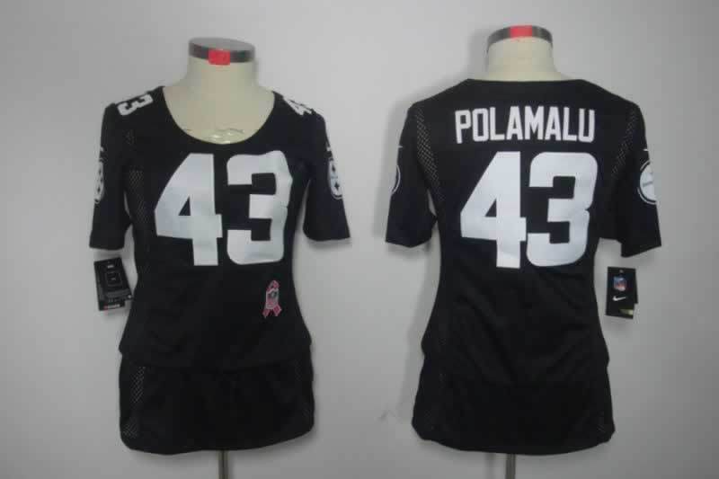 Steelers 2021/22 Polamalu #43 Black/White Women NFL Jersey