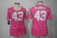 Steelers 2021/22 Polamalu #43 Pink/White Women NFL Jersey