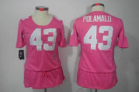 Steelers 2021/22 Polamalu #43 Pink/White Women NFL Jersey