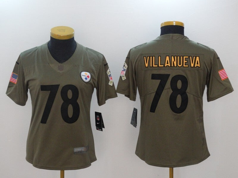 Steelers 2021/22 Villanueva #78 Black/Olive Women NFL Jersey