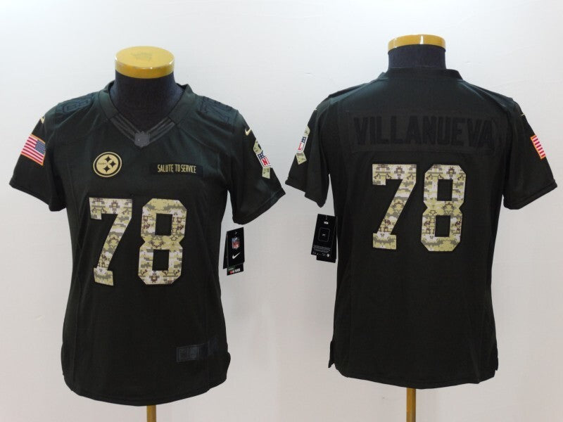 Steelers 2021/22 Villanueva #78 Khaki/Camo Print Women NFL Jersey