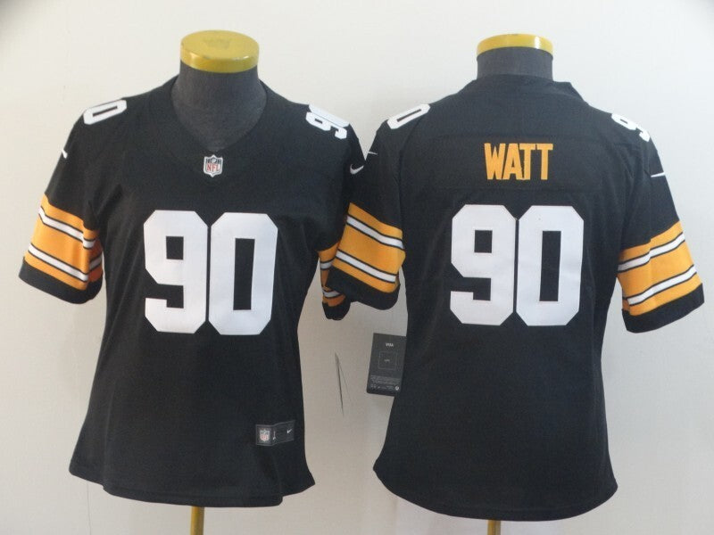 Steelers 2021/22 Watt #90 Black/White/Yellow Women NFL Jersey