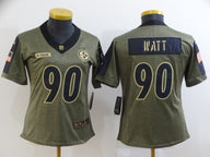 Steelers 2021/22 Watt #90 Olive/Navy Women NFL Jersey