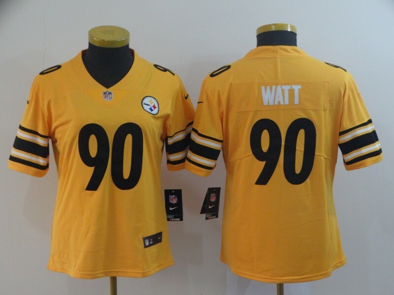 Steelers 2021/22 Watt #90 Yellow/Black Women NFL Jersey