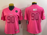 Steelers 2022/23 Watt #90 Pink/White Women NFL Jersey