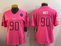 Steelers 2022/23 Watt #90 Pink/White Women NFL Jersey