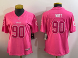 Steelers 2022/23 Watt #90 Pink/White Women NFL Jersey