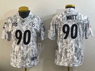 Steelers 2023/24 Watt #90 Arctic Camo Women NFL Jersey