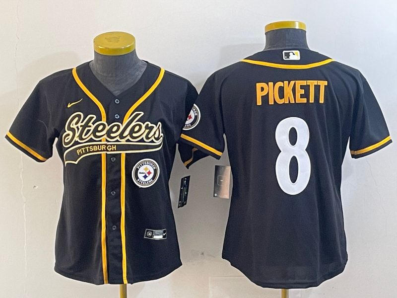 Steelers 25/26 Pickett #8 Black/Yellow Women NFL Jersey