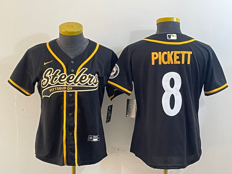Steelers 25/26 Pickett #8 Black/Yellow Women NFL Jersey