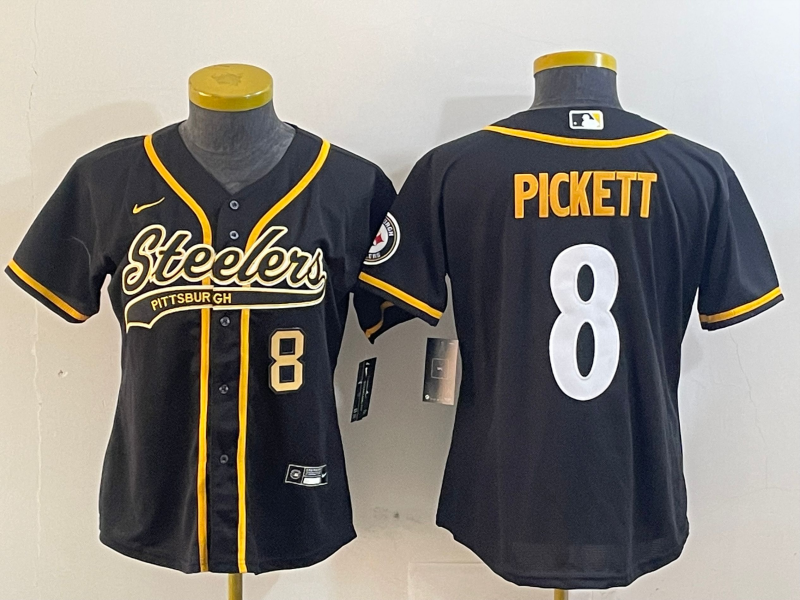 Steelers 25/26 Pickett #8 Black/Yellow Women NFL Jersey