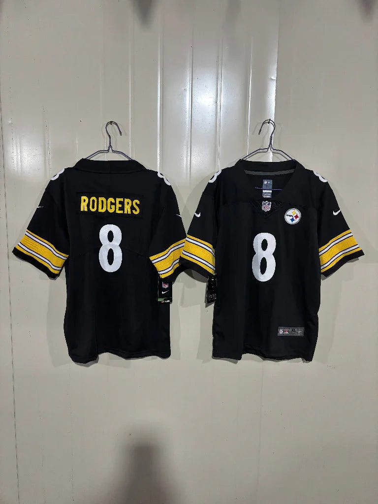 Steelers 25/26 Rodgers #8 Black Game Kids Jersey