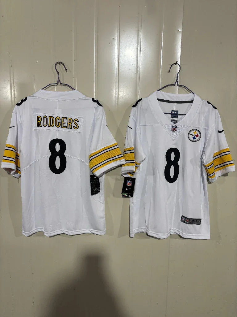 Steelers 25/26 Rodgers #8 White Game Kids Jersey
