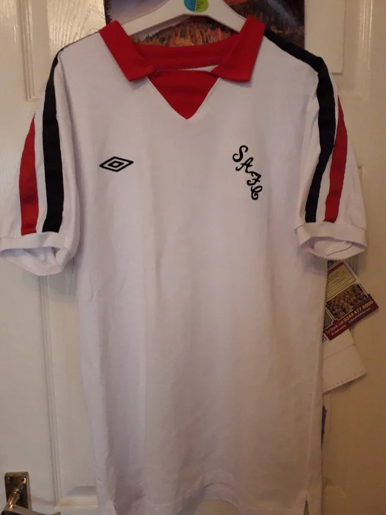 Sunderland 1974/76 Retro White/Red/Black Stripes Away Jersey