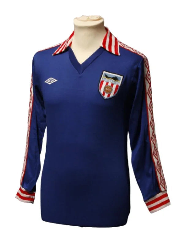 Sunderland 1977/81 Vintage Retro Blue/White/Red Away Jersey