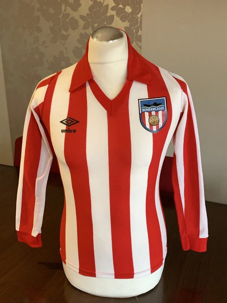 Sunderland 1977/81 Vintage Retro Red/White Stripes Jersey