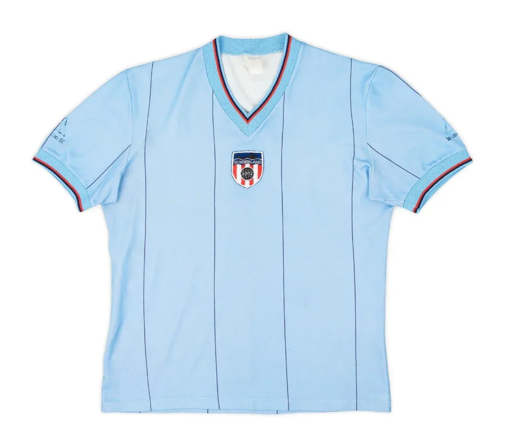 Sunderland 1981/83 Vintage Retro Sky Blue/Navy/Red Pinstripes Away Jersey