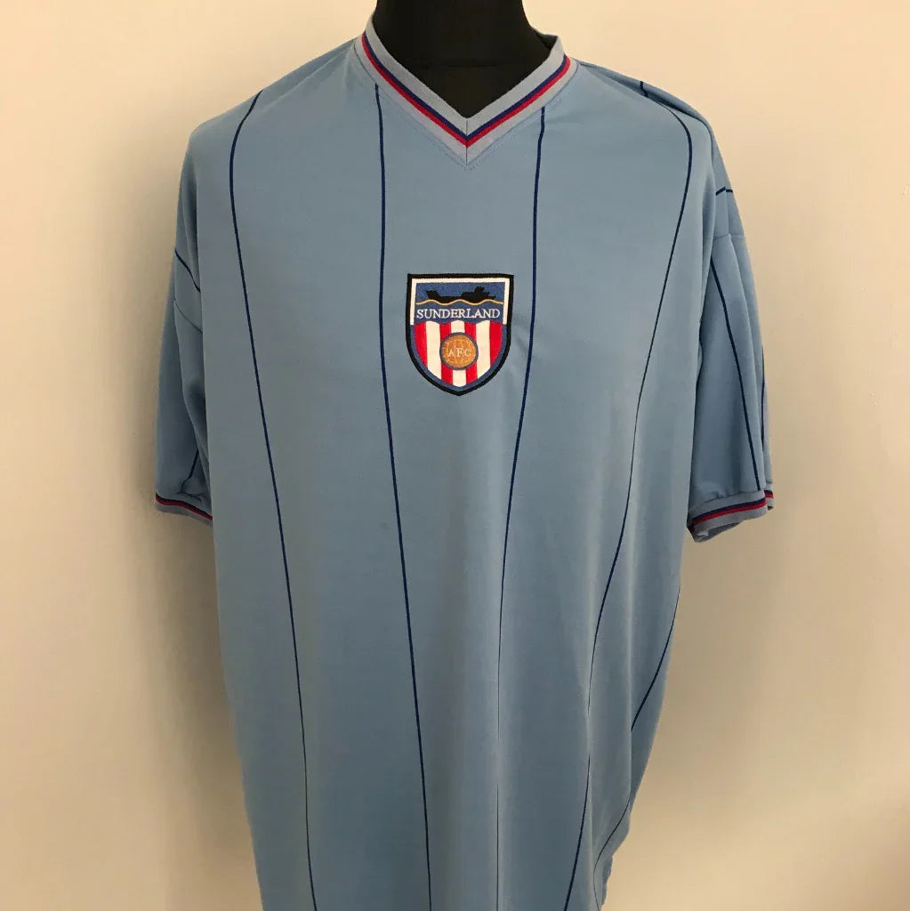 Sunderland 1981/83 Vintage Retro Sky Blue/Navy/Red Pinstripes Away Jersey