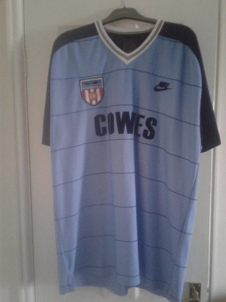 Sunderland 1983/86 Vintage Retro Sky Blue/Navy Hoops Away Jersey
