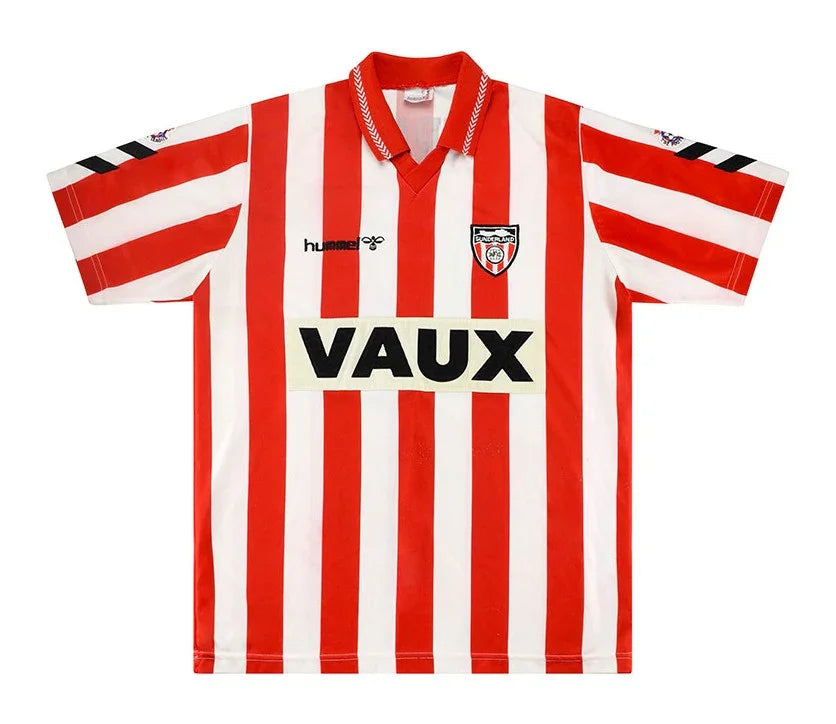 Sunderland 1991/94 Vintage Retro Red/White/Black Stripes Home Jersey