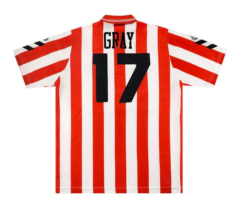Sunderland 1991/94 Vintage Retro Red/White/Black Stripes Home Jersey