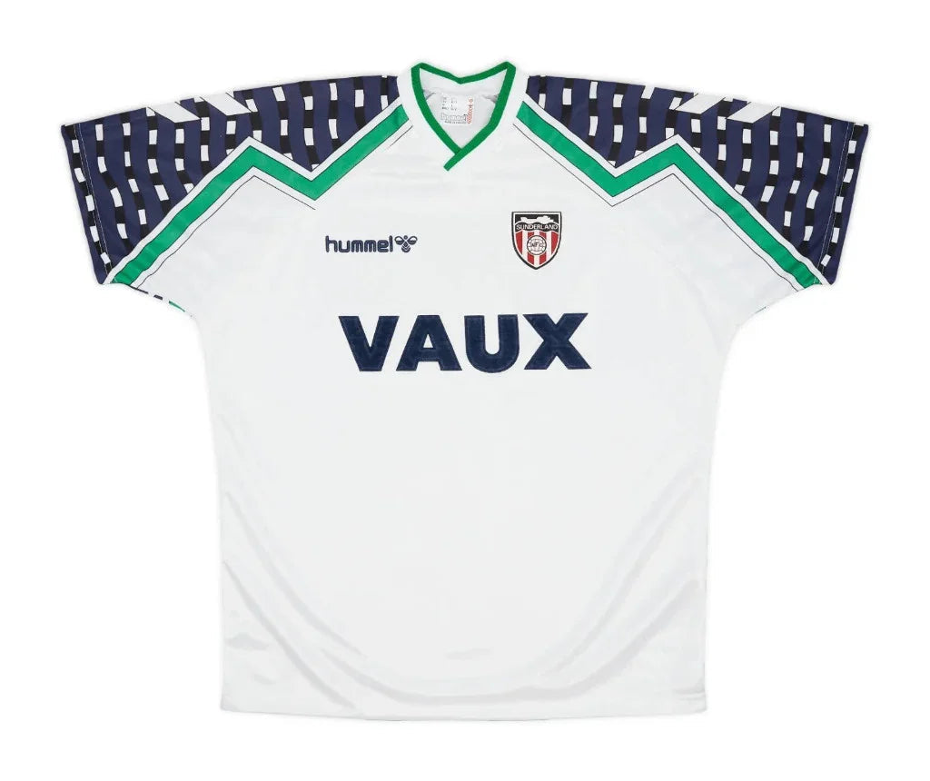 Sunderland 1991/94 Vintage Retro White/Green/Navy Graphic Away Jersey