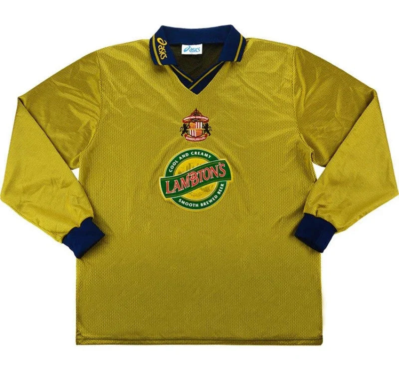 Sunderland 1997/99 Vintage Retro Gold/Navy Third Away Long Sleeve Jersey