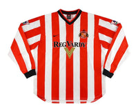 Sunderland 2000/01 Vintage Retro Red/White Stripes Home Long Sleeve Jersey
