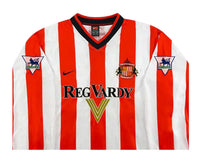 Sunderland 2000/01 Vintage Retro Red/White Stripes Home Long Sleeve Jersey