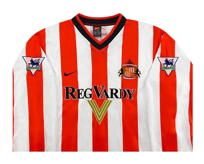Sunderland 2000/01 Vintage Retro Red/White Stripes Home Long Sleeve Jersey