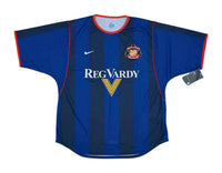 Sunderland 2001/02 Vintage Retro Blue/Navy/Red Stripes Away Jersey