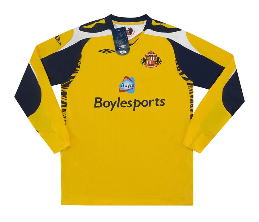 Sunderland 2007/09 Vintage Retro Gold/Navy/White Goalkeeper Long Sleeve Jersey