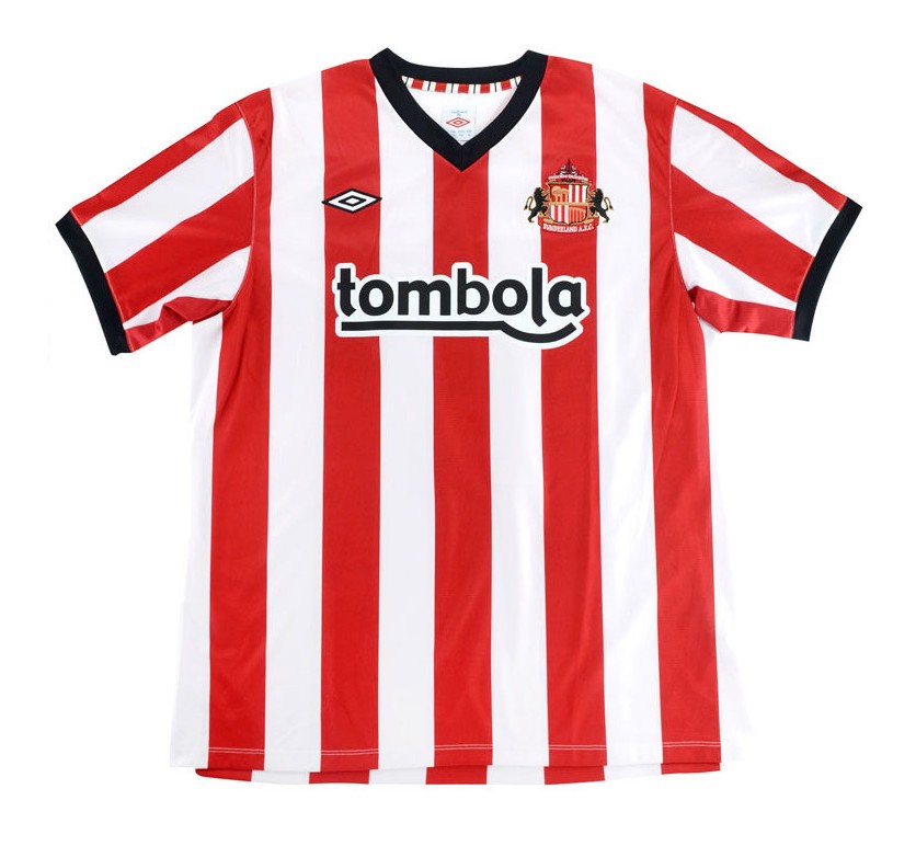 Sunderland 2011/12 Vintage Retro White/Red/Black Stripes Home Jersey