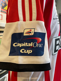 Sunderland 2013/14 Vintage Retro White/Red/Black EFL Cup Final Stripes Jersey