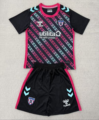 Sunderland 25/26 Black/Pink/White Stripes Goalkeeper Kids Jersey Set