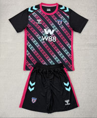 Sunderland 25/26 Black/Pink/White Stripes Goalkeeper Kids Jersey Set
