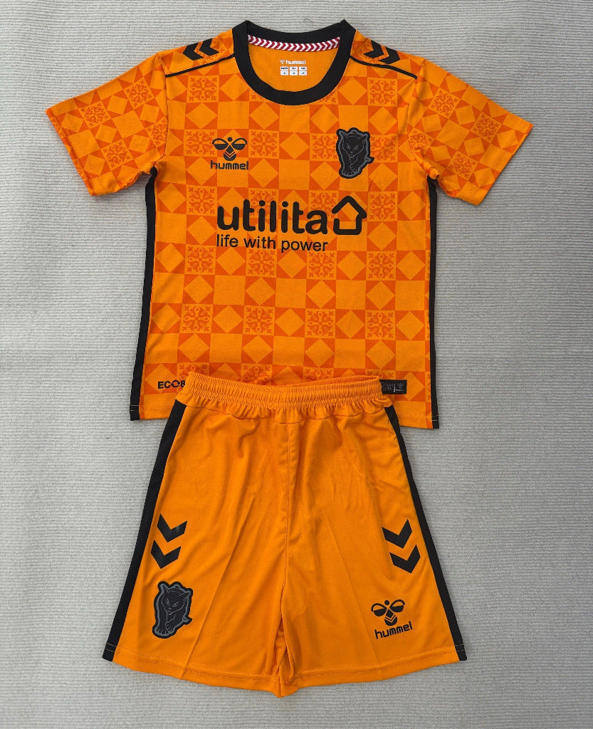 Sunderland 25/26 Orange/Black Goalkeeper Third Kids Jersey Set