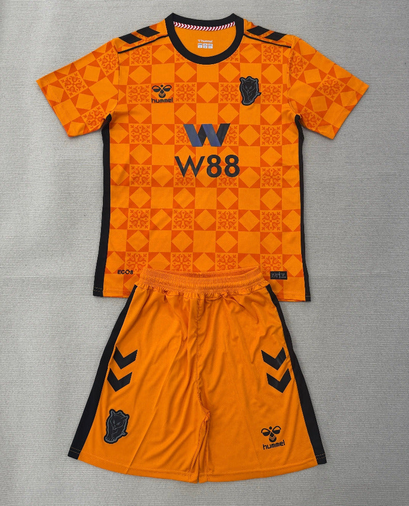 Sunderland 25/26 Orange/Black Goalkeeper Third Kids Jersey Set