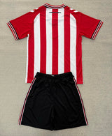 Sunderland 25/26 Red/White/Black Stripes Home Kids Jersey Set