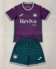Swansea City 25/26 Purple Away Kids Jersey Set