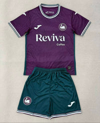 Swansea City 25/26 Purple Away Kids Jersey Set
