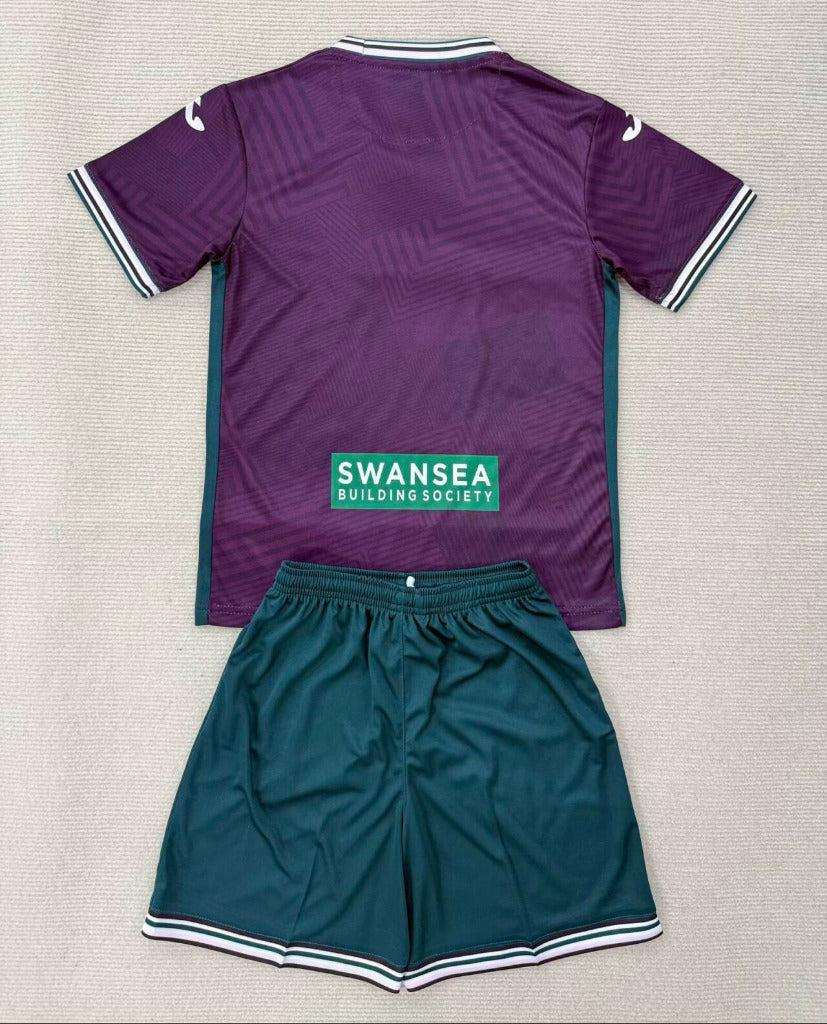 Swansea City 25/26 Purple Away Kids Jersey Set
