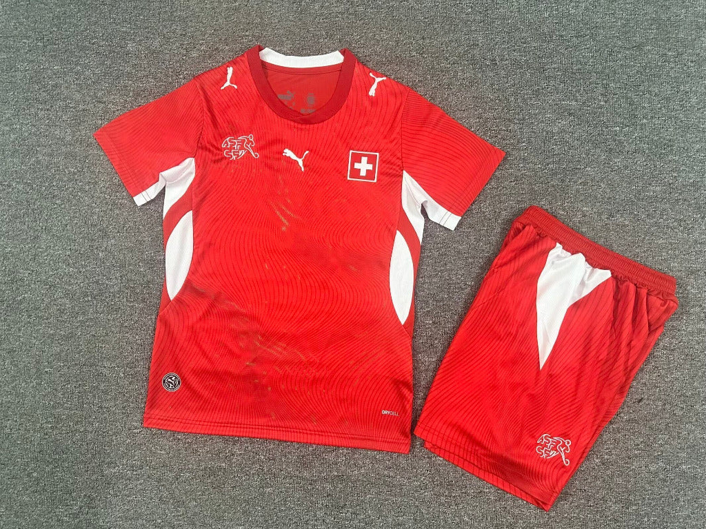 Switzerland 25/26 Red/White Home Kids Jersey Set