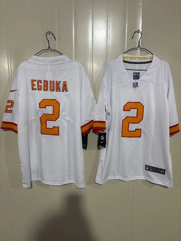 Tampa Bay Buccaneers 25/26 Egbuka #2 White/Orange NFL Jersey