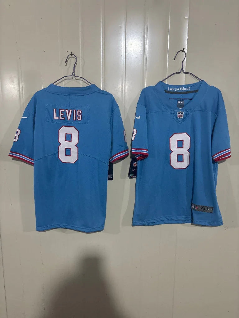 Tennessee Titans 25/26 Levis #8 Light Blue Game Kids Jersey