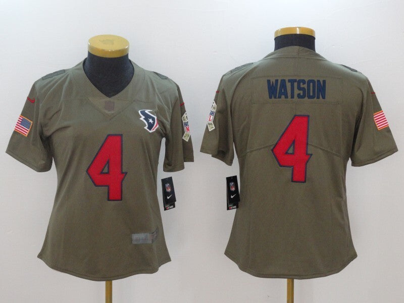 Texans 2022/23 Watson #4 Khaki/Red Women NFL Jersey